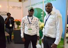 Francis Nteere (right) of Oasis Flora Life Africa, having a conversation with his client Matthew Kariuki the florist of EverFlora.